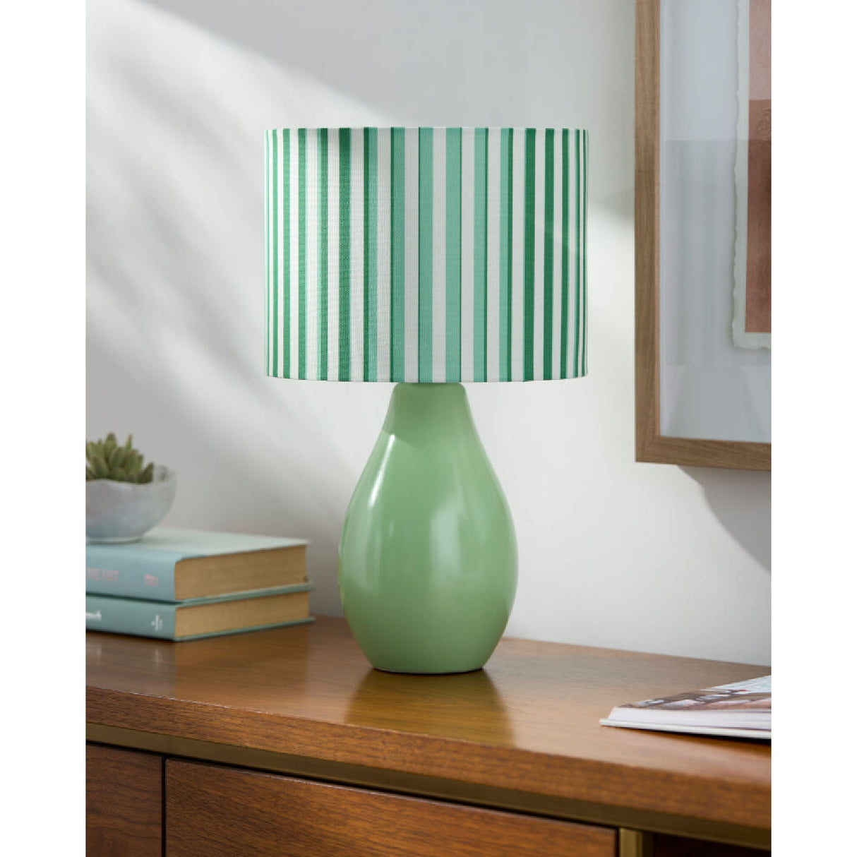 Modern European furniture - Striped Linen Ceramic Table Lamp - www.oroa.com | Oroa.com