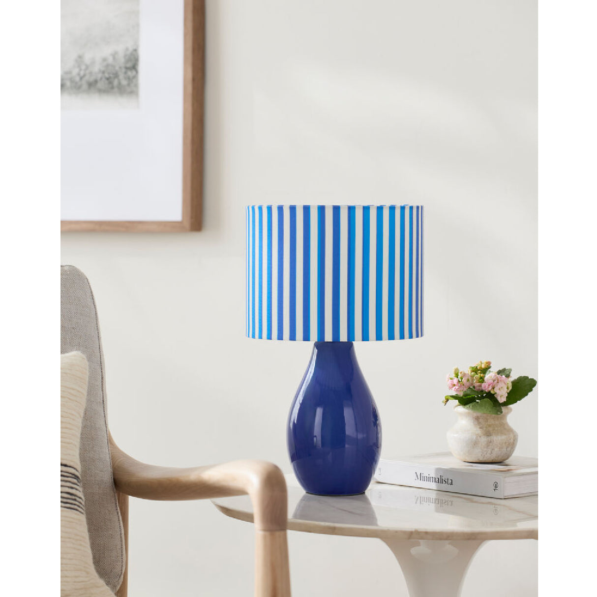 Modern European furniture - Striped Linen Ceramic Table Lamp - www.oroa.com | Oroa.com