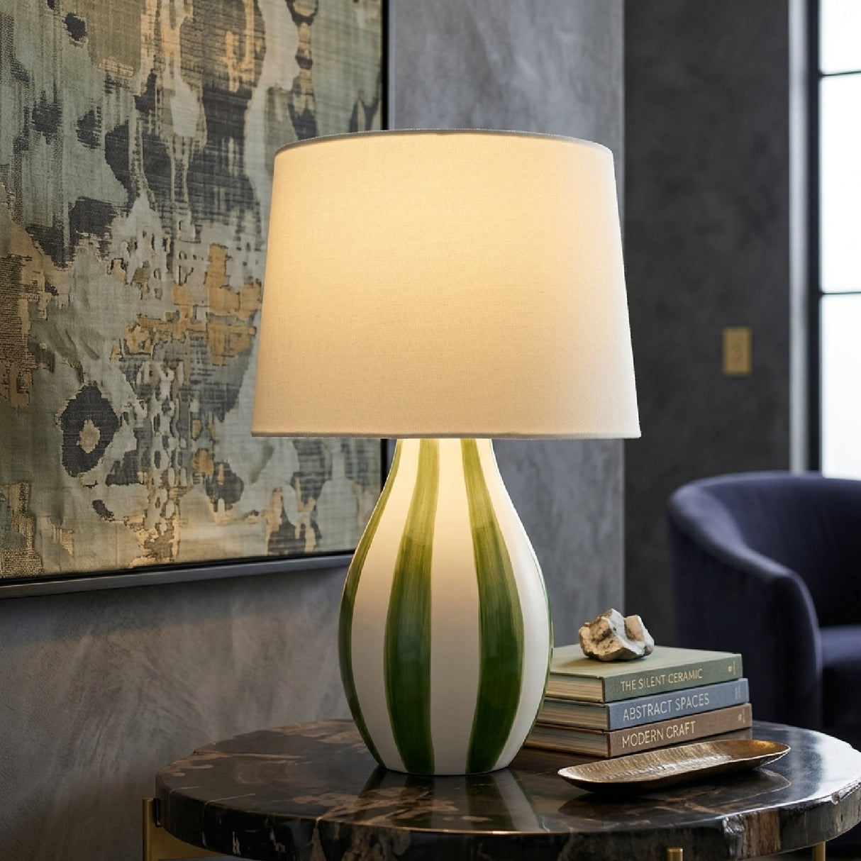 Modern European furniture - Hand-painted Striped Ceramic Table Lamp - www.oroa.com | Oroa.com