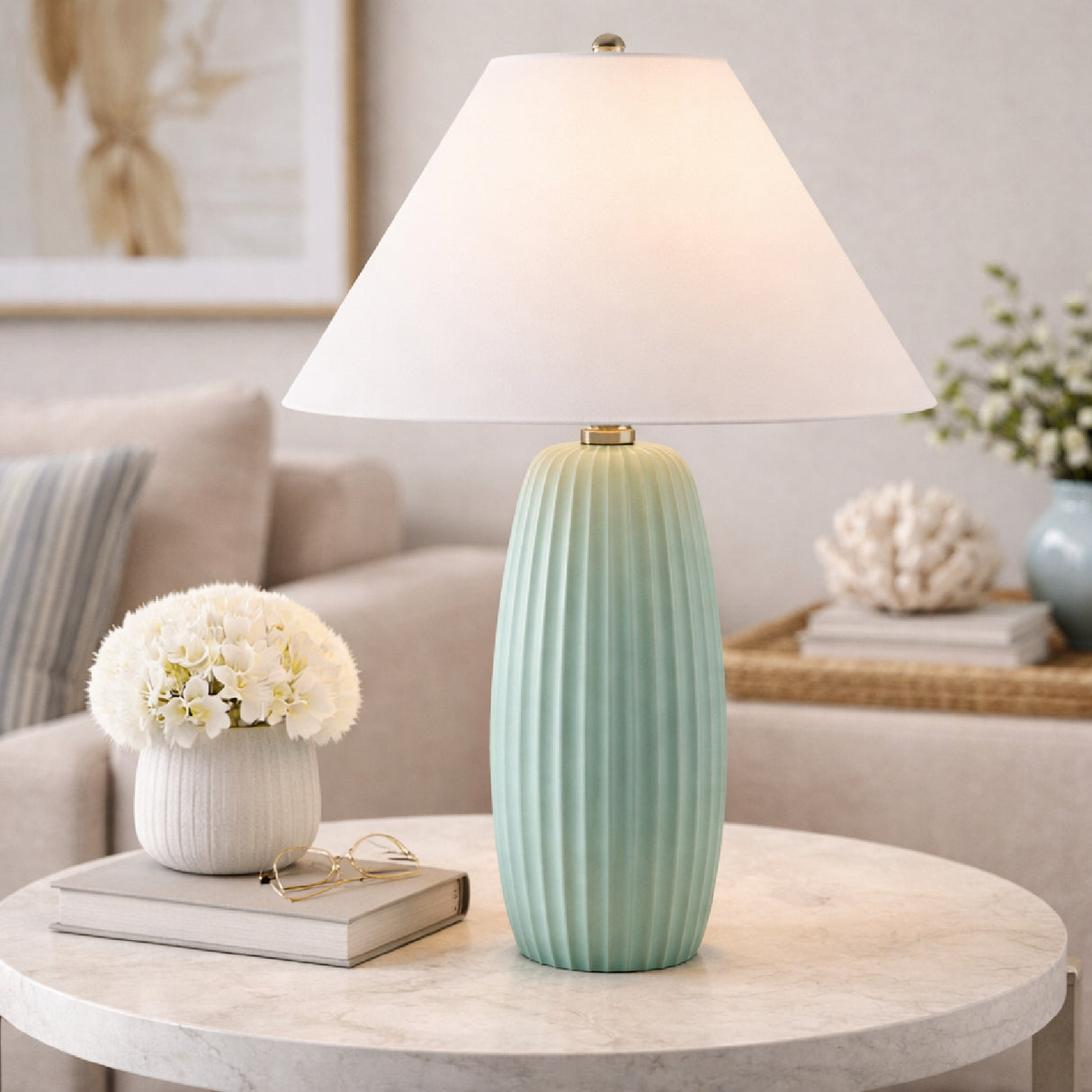 Modern European furniture - Painted Cement Linen Table Lamp - www.oroa.com | Oroa.com