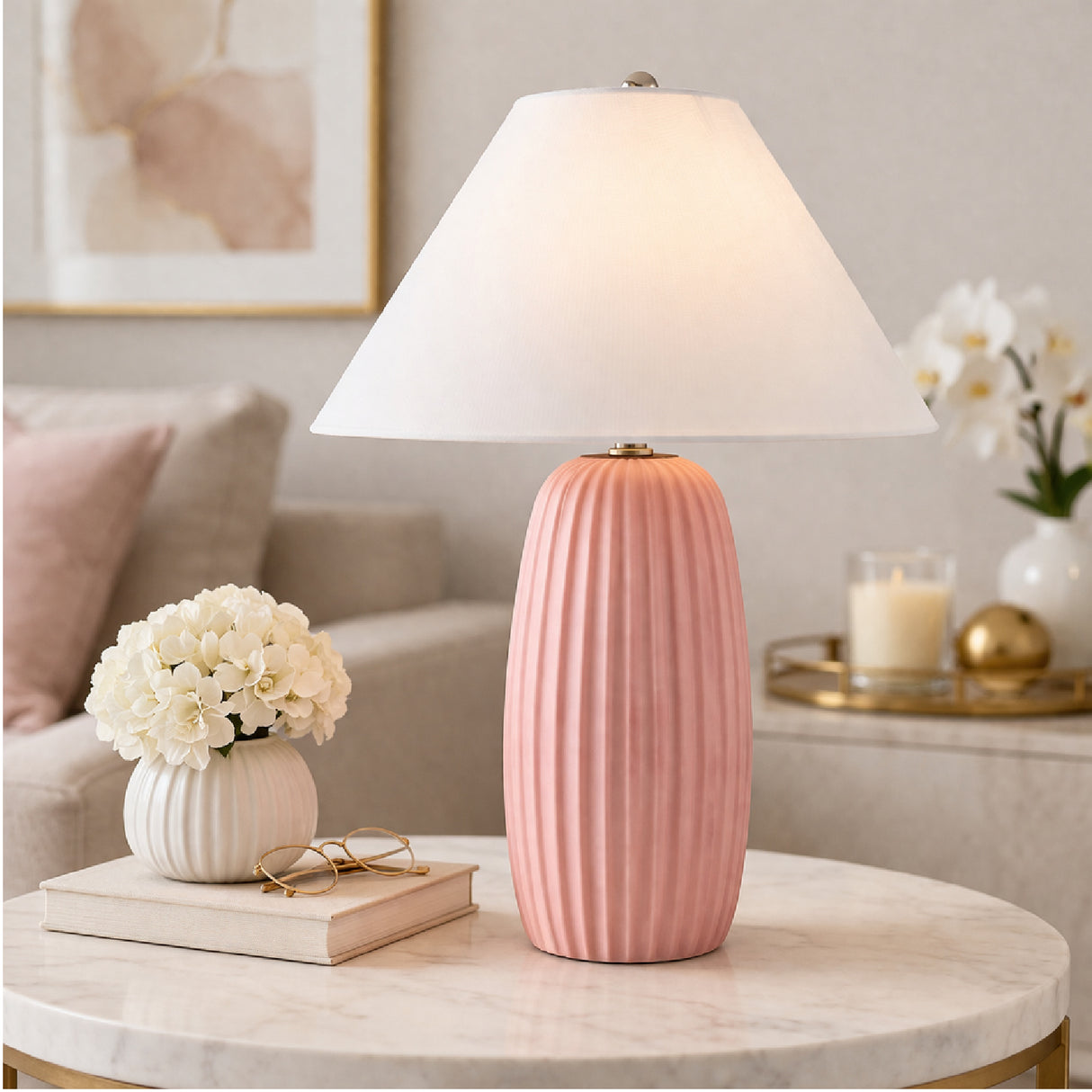Modern European furniture - Painted Cement Linen Table Lamp - www.oroa.com | Oroa.com
