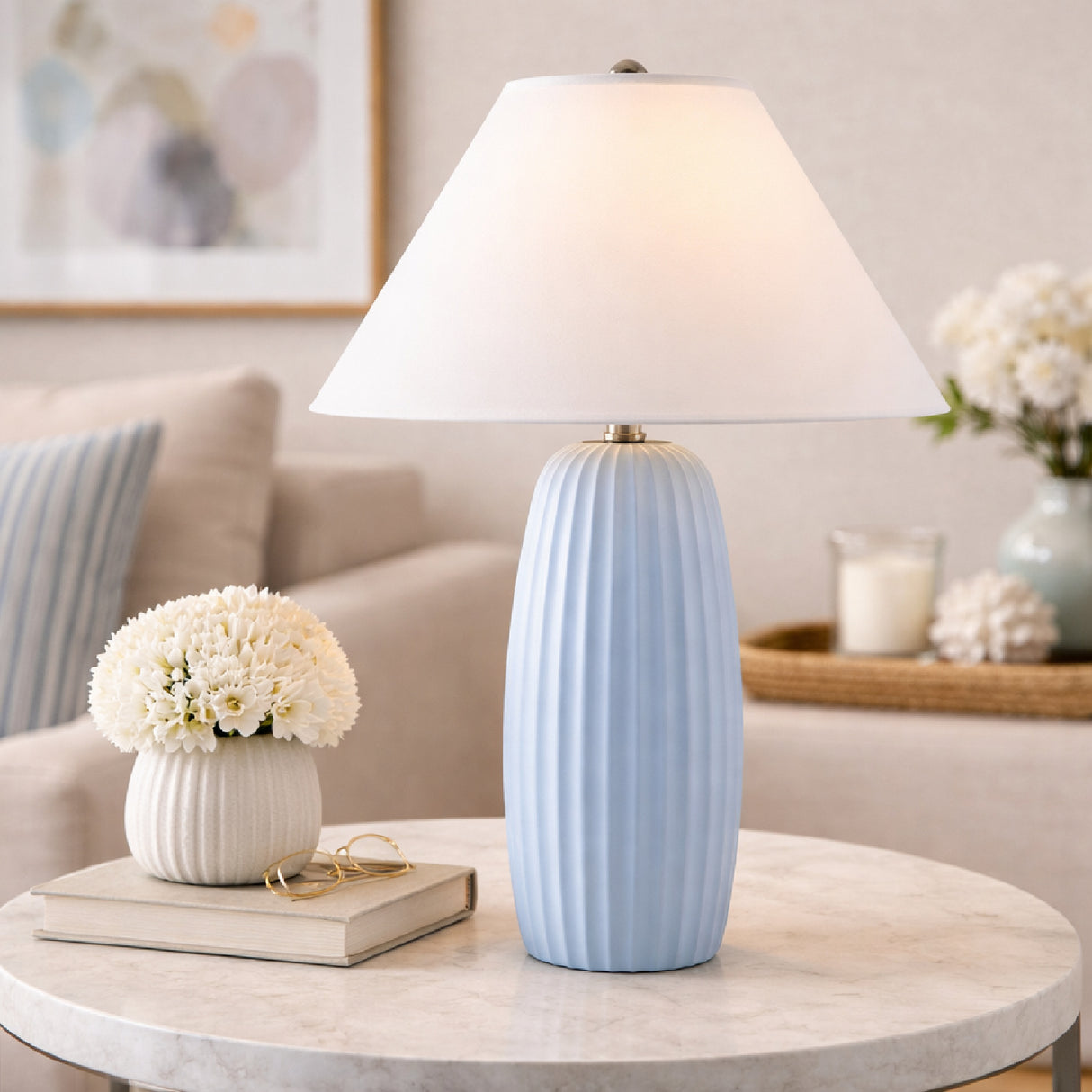 Modern European furniture - Painted Cement Linen Table Lamp - www.oroa.com | Oroa.com