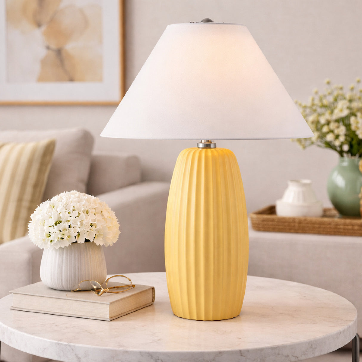 Modern European furniture - Painted Cement Linen Table Lamp - www.oroa.com | Oroa.com