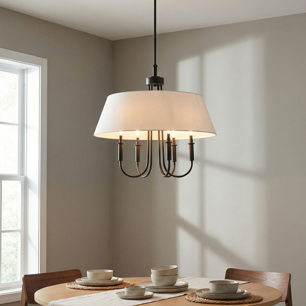 Modern European furniture - White Linen 5-Light Chandelier - www.oroa.com | Oroa.com