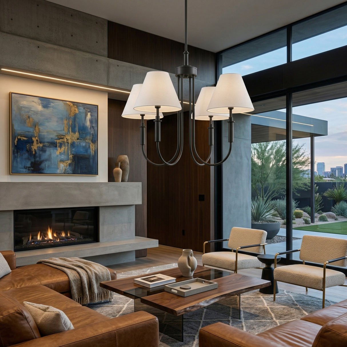 Modern European furniture - White Linen 4-Light Chandelier - www.oroa.com | Oroa.com