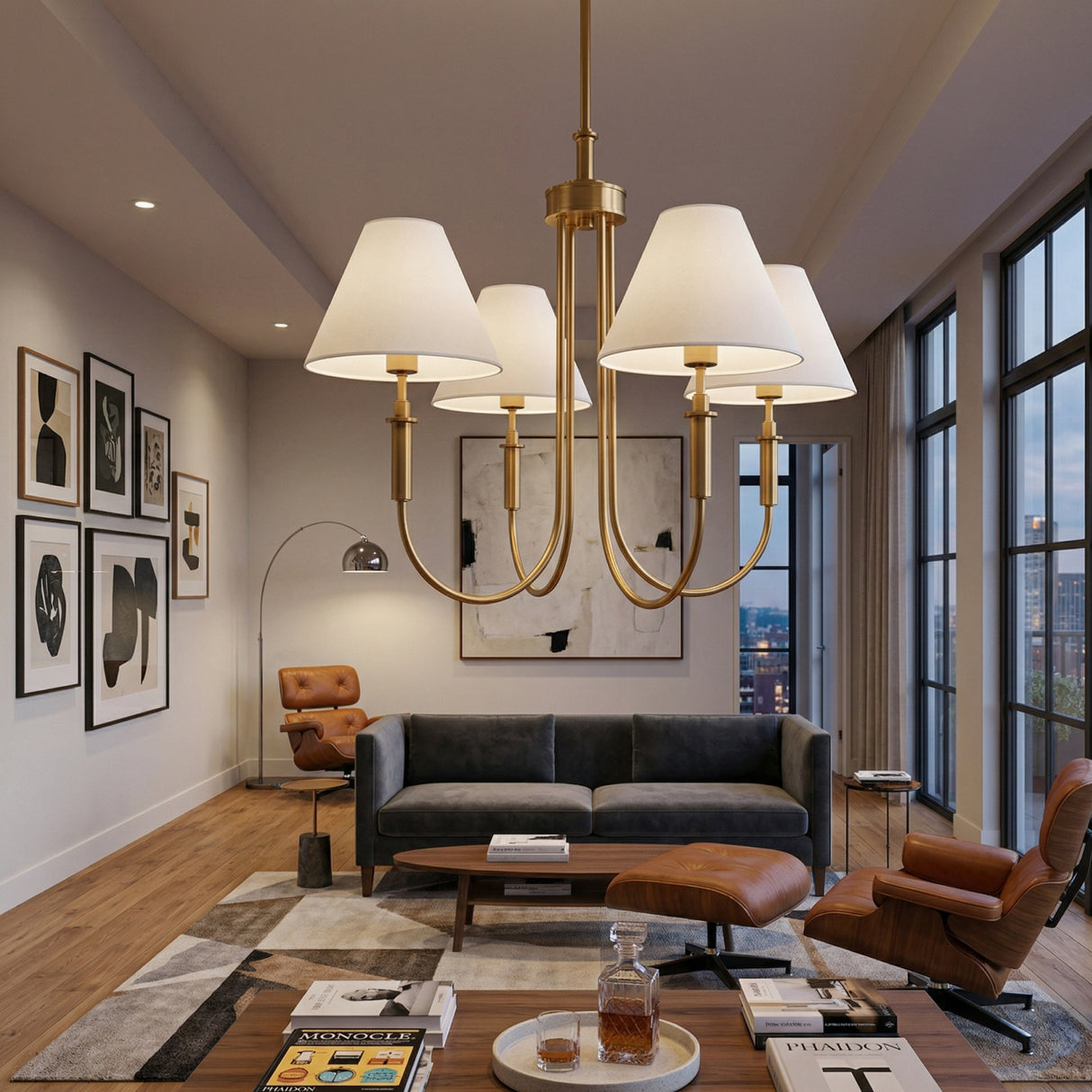 Modern European furniture - White Linen 4-Light Chandelier - www.oroa.com | Oroa.com