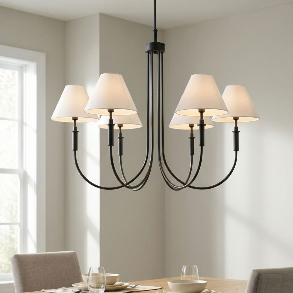 Modern European furniture - White Linen 6-Light Chandelier - www.oroa.com | Oroa.com
