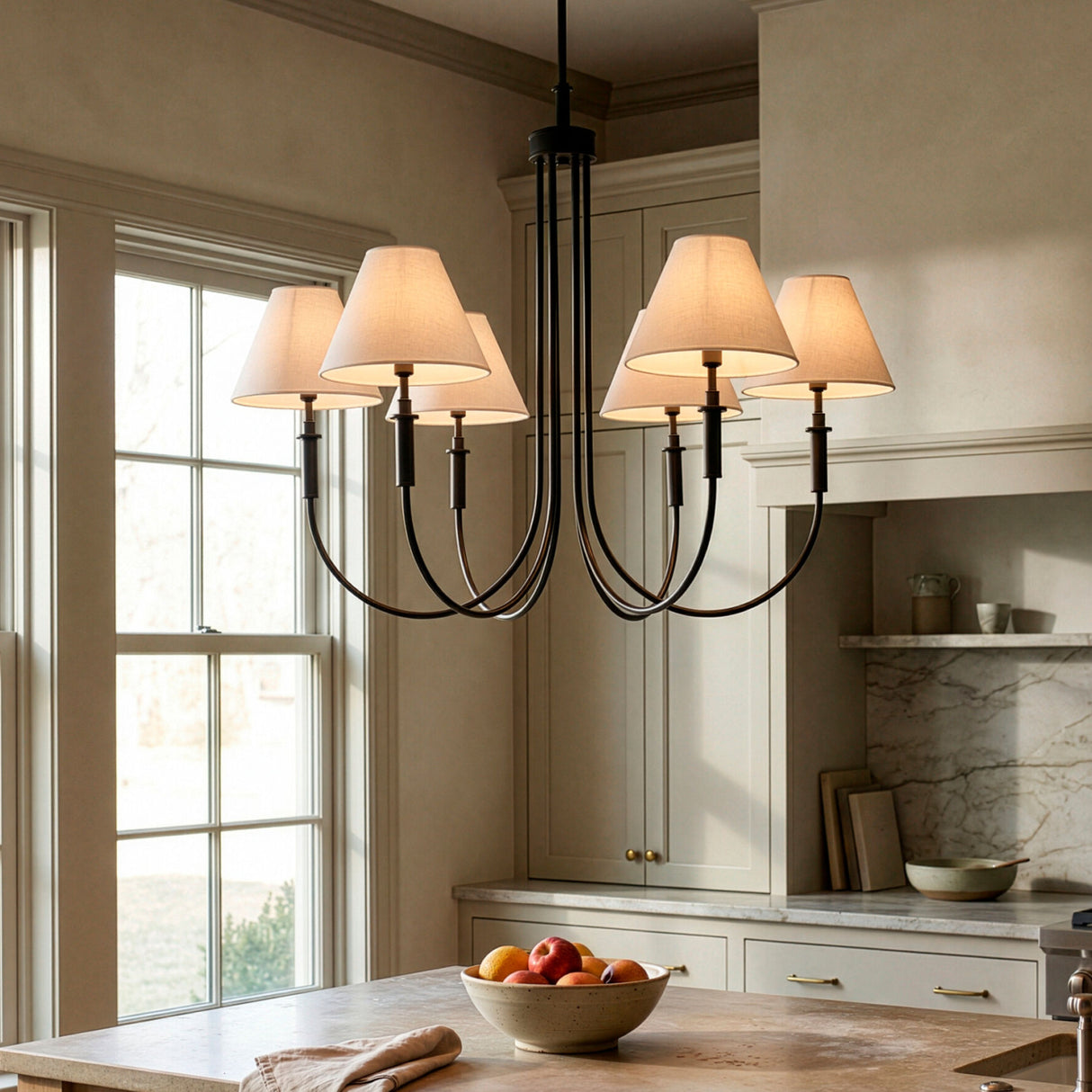 Modern European furniture - White Linen 6-Light Chandelier - www.oroa.com | Oroa.com