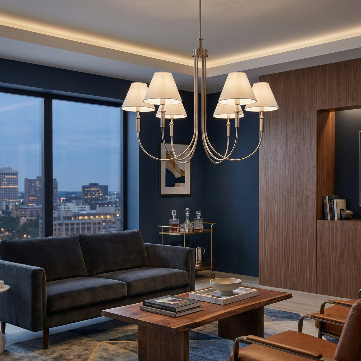 Modern European furniture - White Linen 6-Light Chandelier - www.oroa.com | Oroa.com