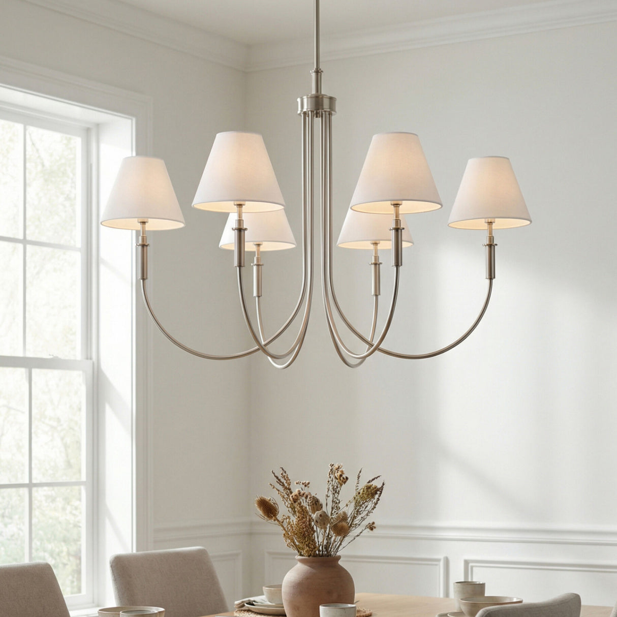 Modern European furniture - Linen Shade 6-Light Chandelier - www.oroa.com | Oroa.com