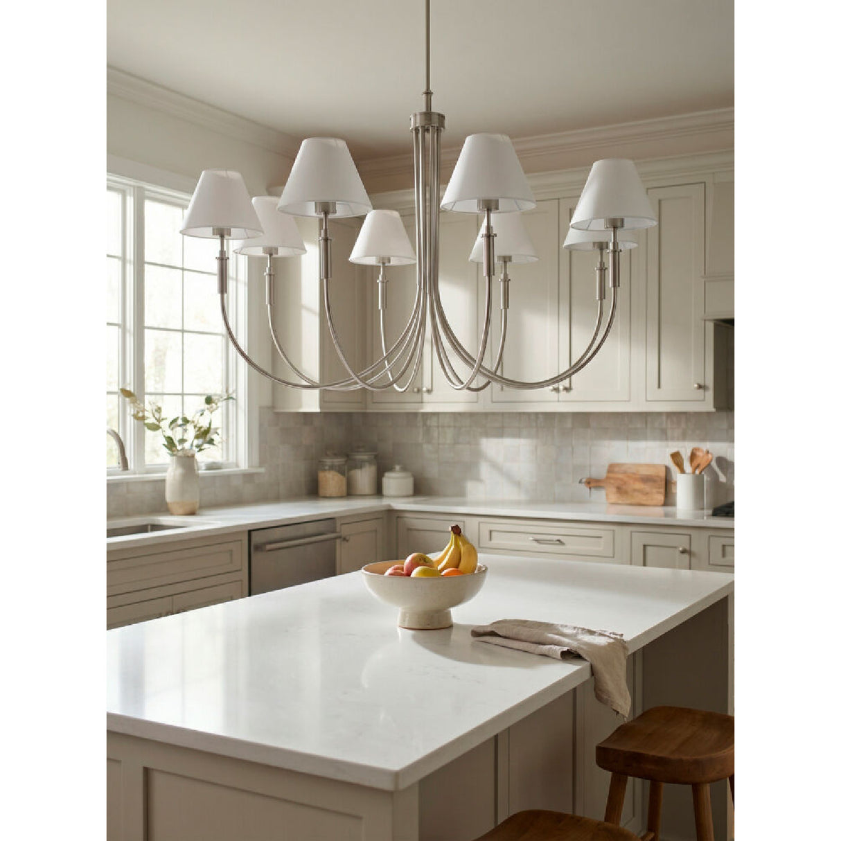 Modern European furniture - Linen Shade 8-Light Chandelier - www.oroa.com | Oroa.com