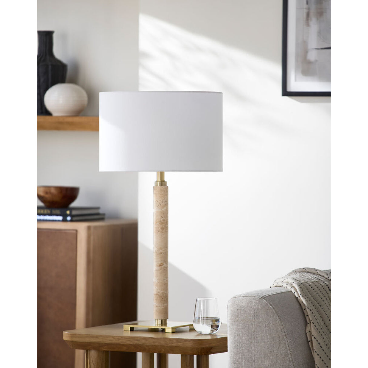 White Linen Accent Table Lamp | Oroa.com