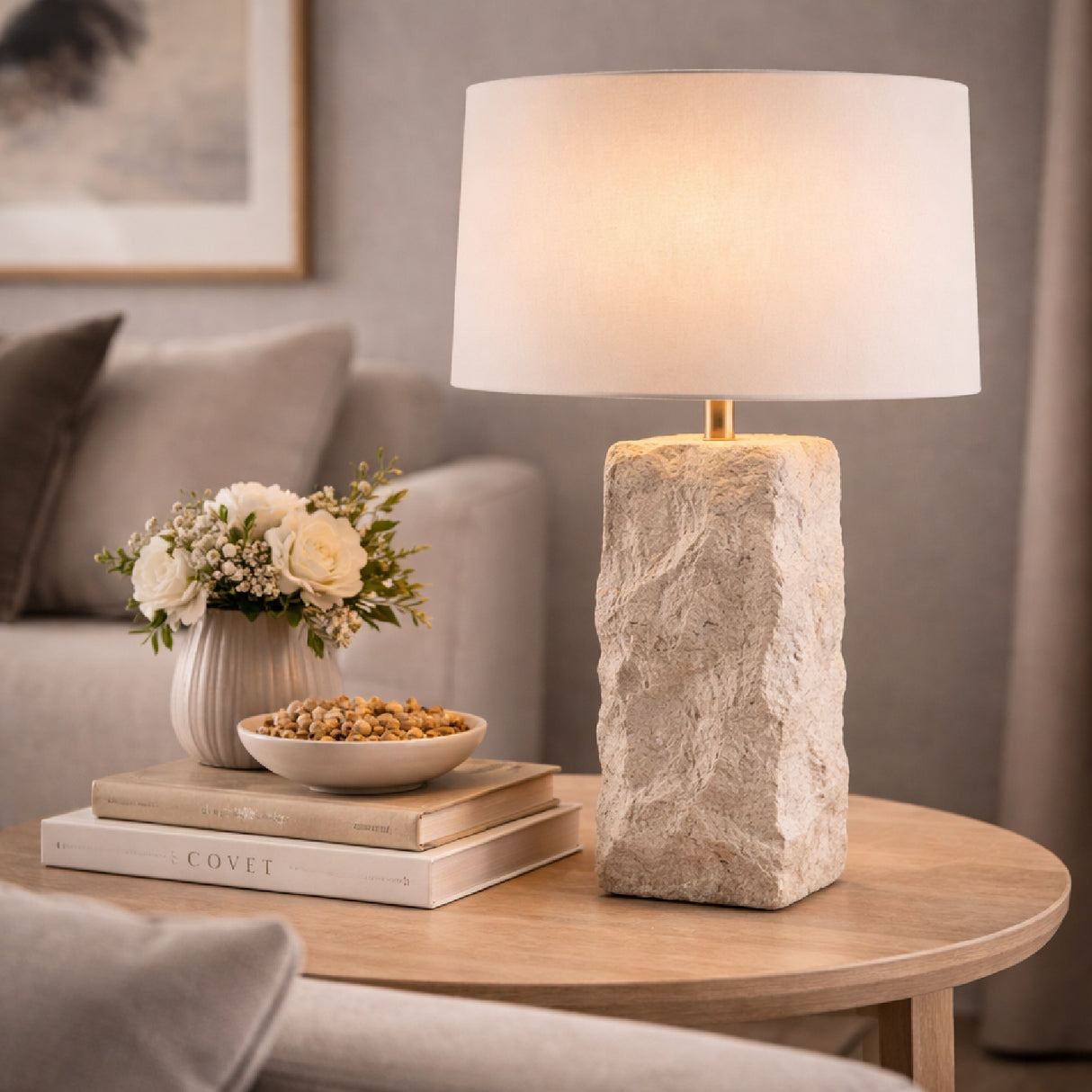 Modern European furniture - White Organic Textured Table Lamp - www.oroa.com | Oroa.com