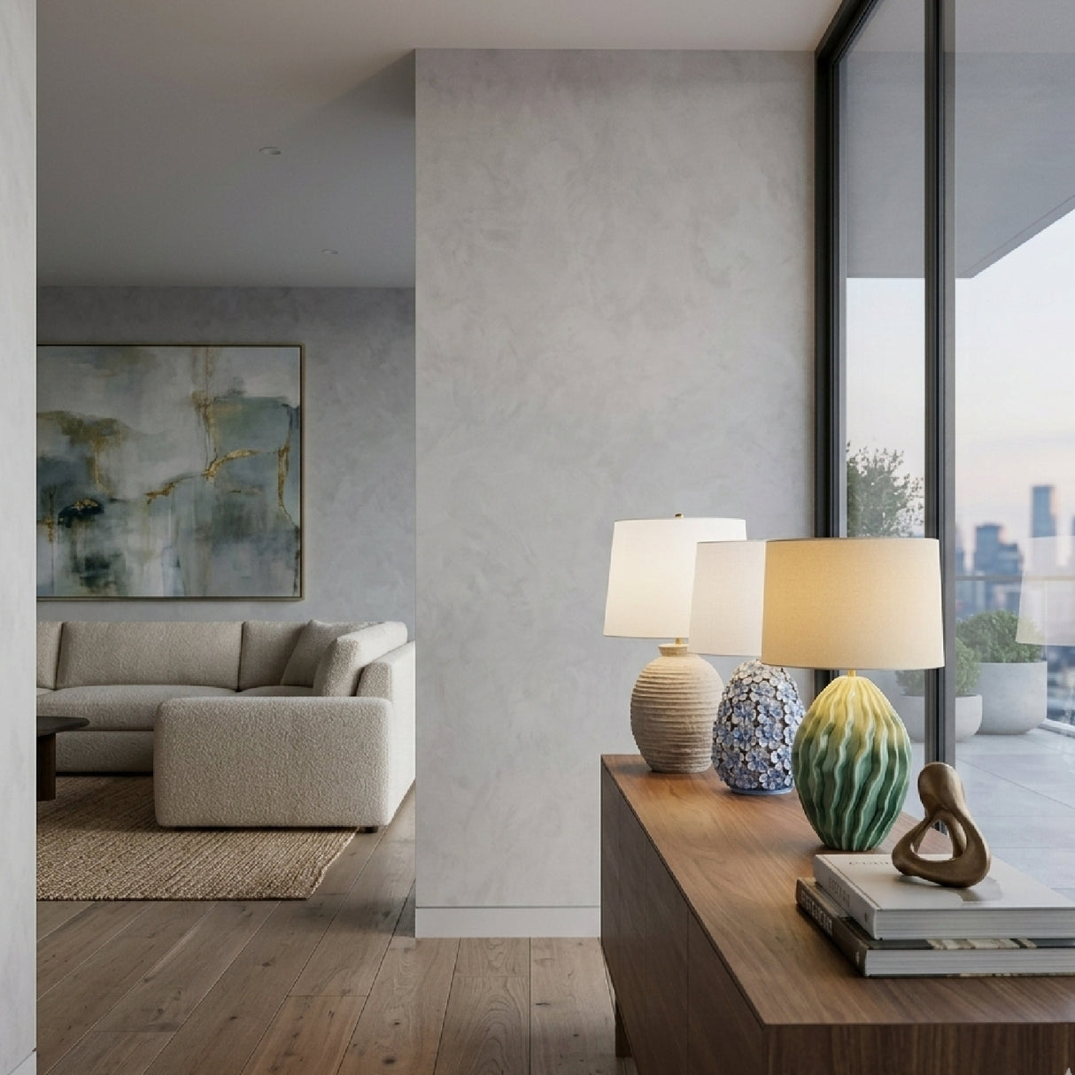 Green Ceramic Embossed Table Lamp | Oroa.com