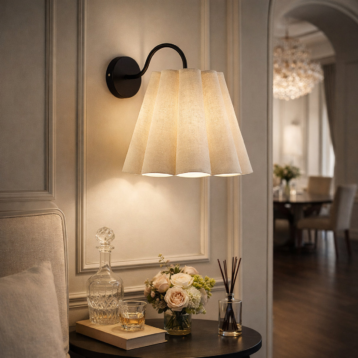 Modern European furniture - Pleated Cream Linen Wall Lamp - www.oroa.com | Oroa.com