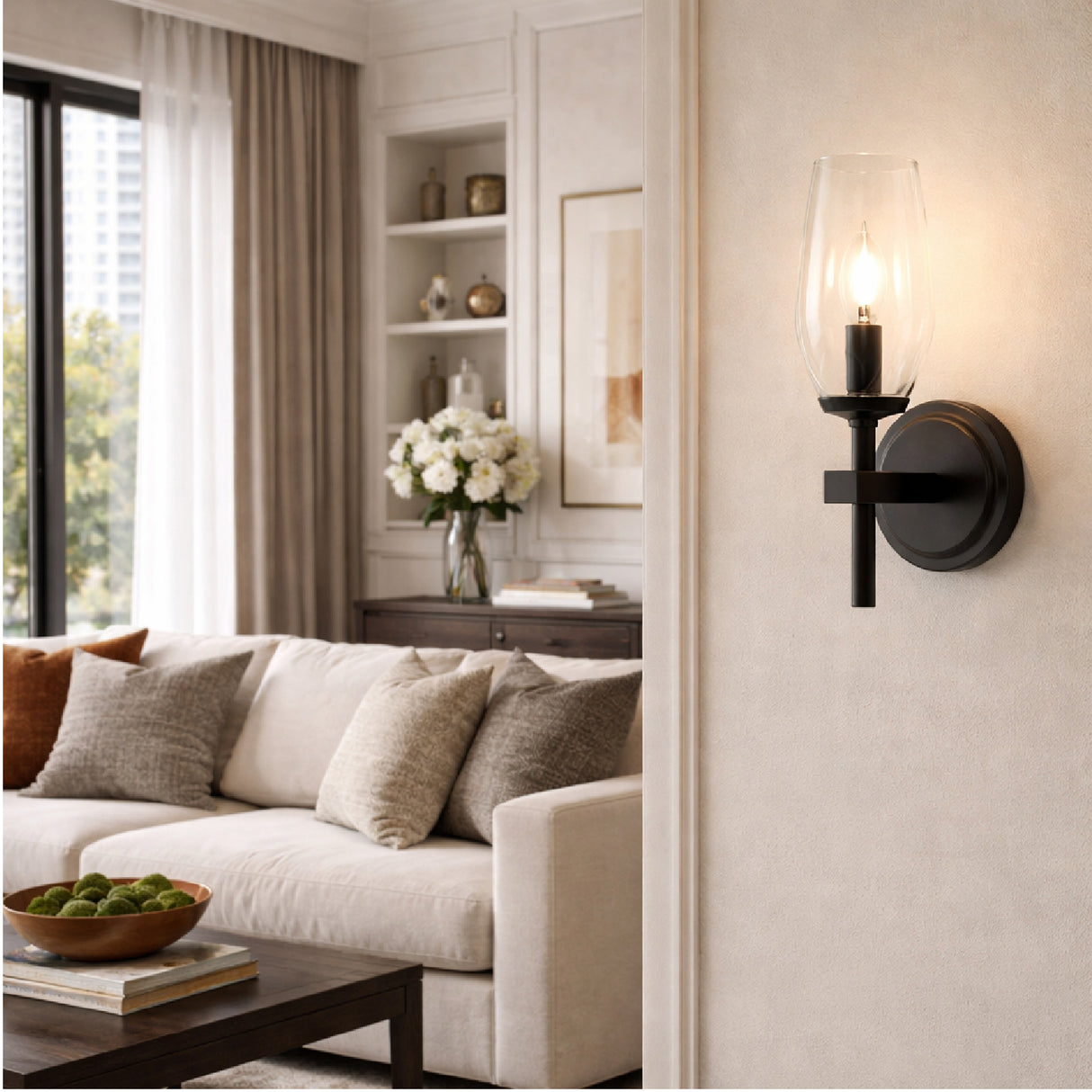 Modern European furniture - Faceted Clear Glass Wall Lamp - www.oroa.com | Oroa.com