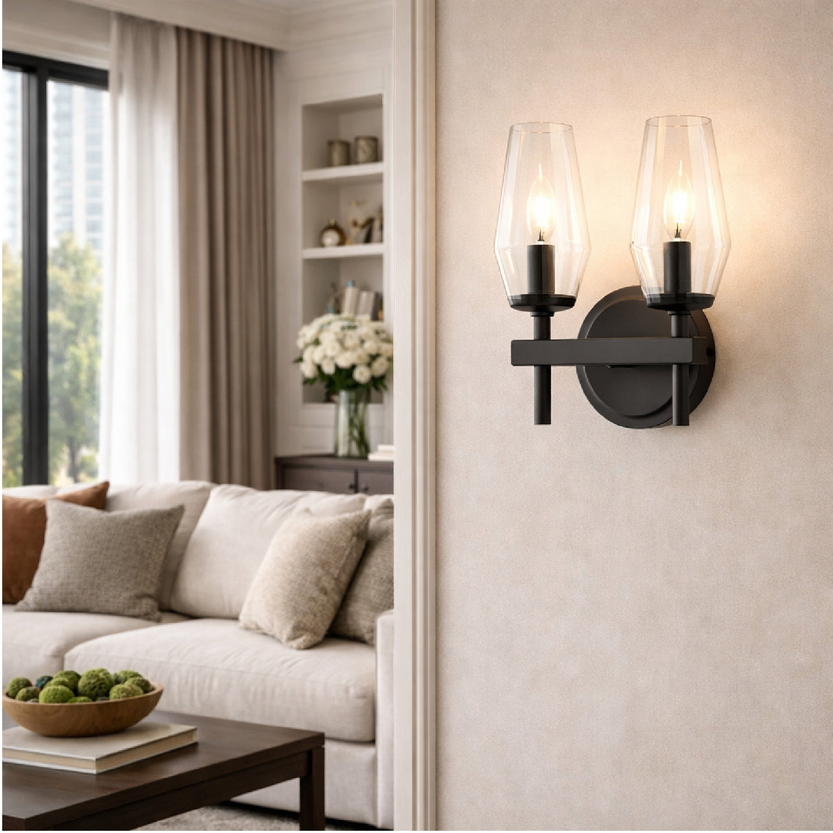 Modern European furniture - Faceted Clear Glass Wall Lamp - www.oroa.com | Oroa.com