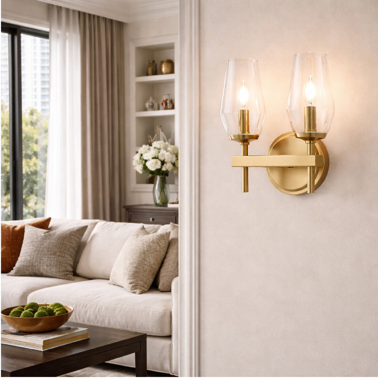 Modern European furniture - Faceted Clear Glass Wall Lamp - www.oroa.com | Oroa.com