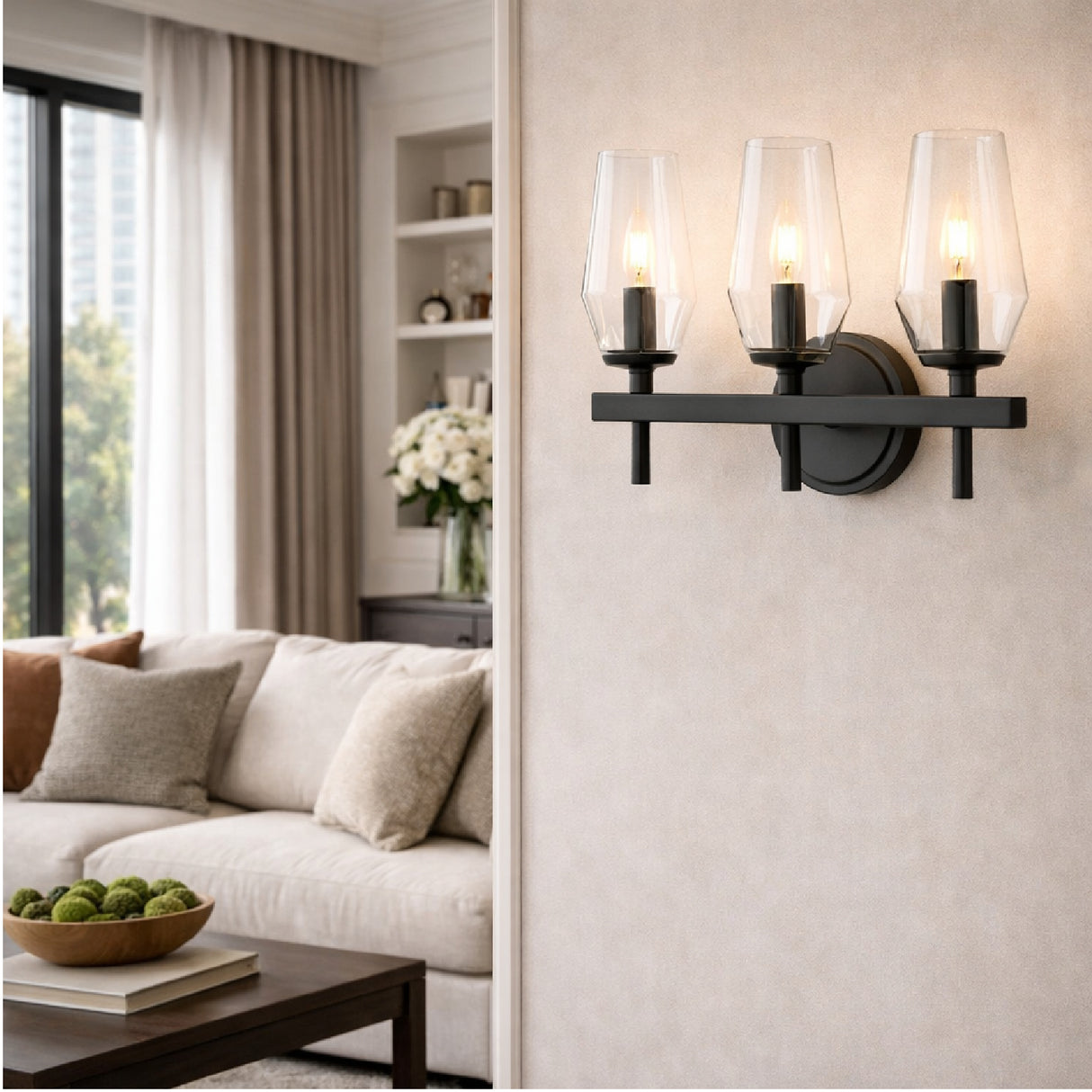 Modern European furniture - Faceted Clear Glass Wall Lamp - www.oroa.com | Oroa.com