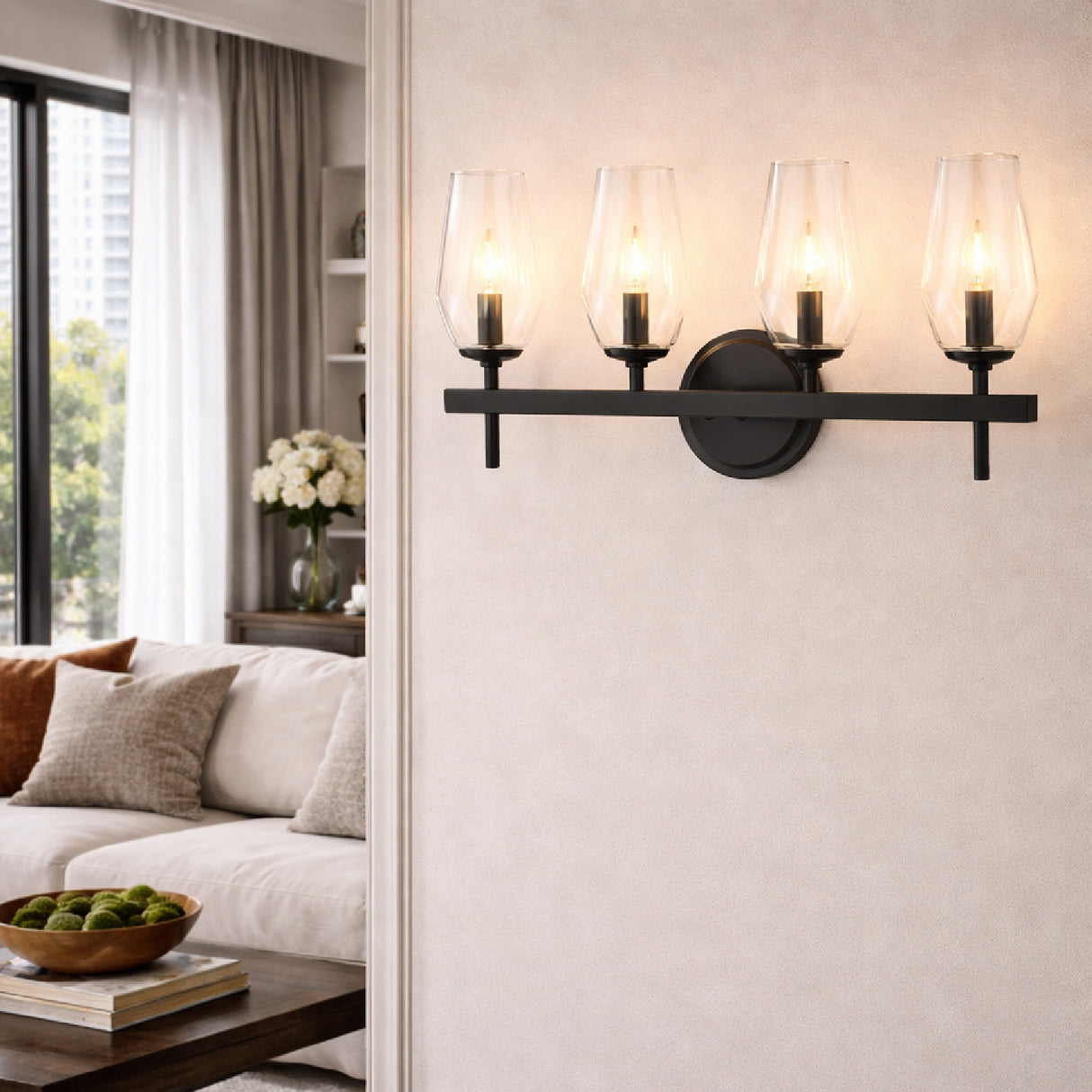 Modern European furniture - Faceted Clear Glass Wall Lamp - www.oroa.com | Oroa.com