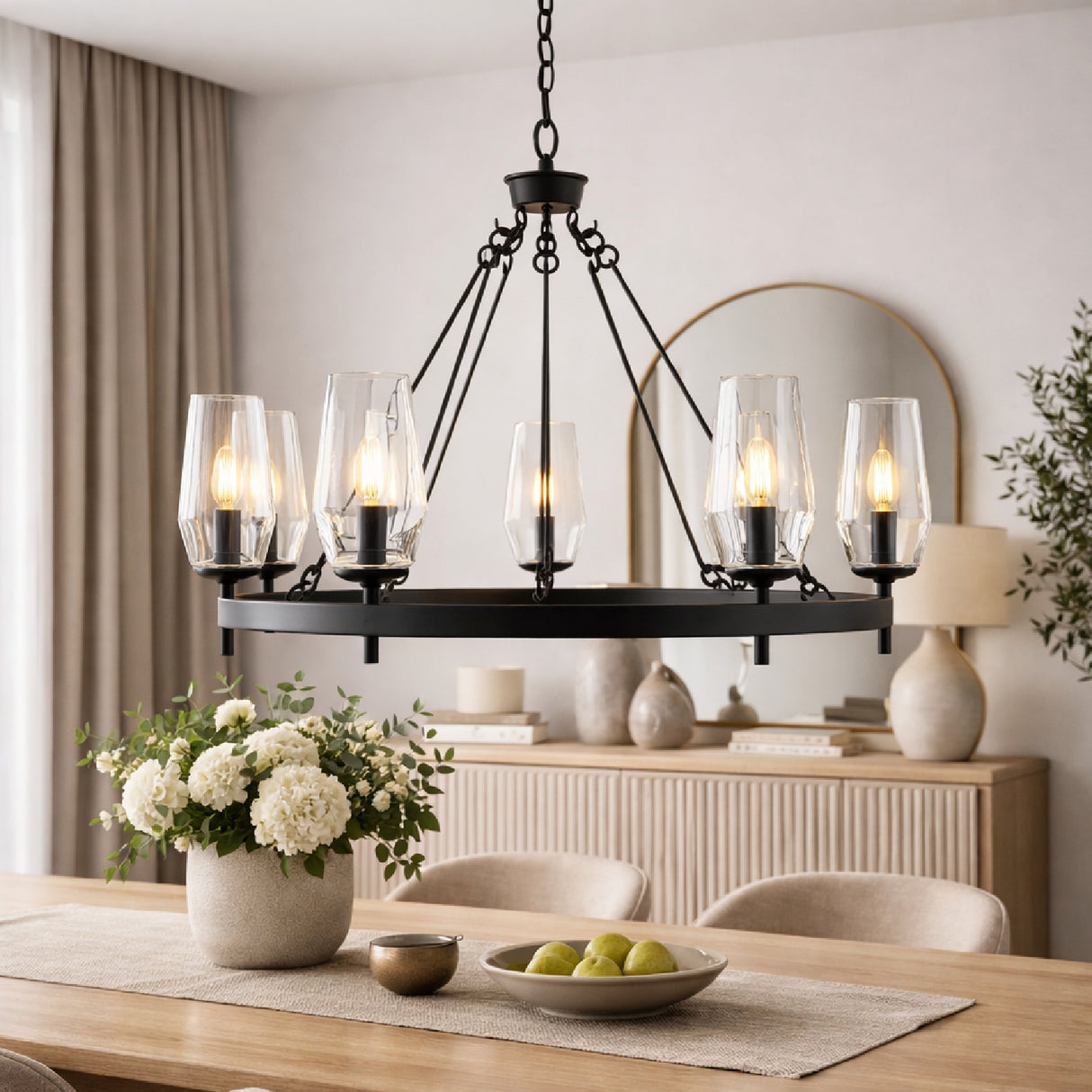 Modern European furniture - Faceted Clear Glass Chandelier - www.oroa.com | Oroa.com