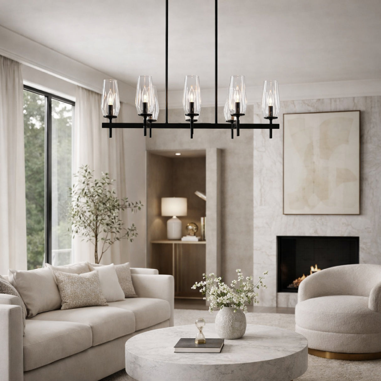 Modern European furniture - 8-Light Glass Linear Chandelier - www.oroa.com | Oroa.com