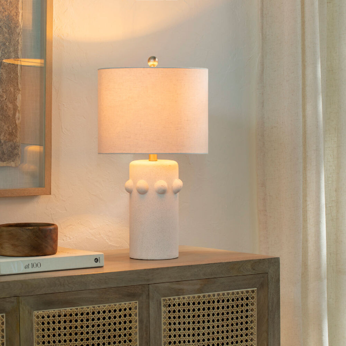 Modern European furniture - Cream Ceramic Linen Table Lamp - www.oroa.com | Oroa.com