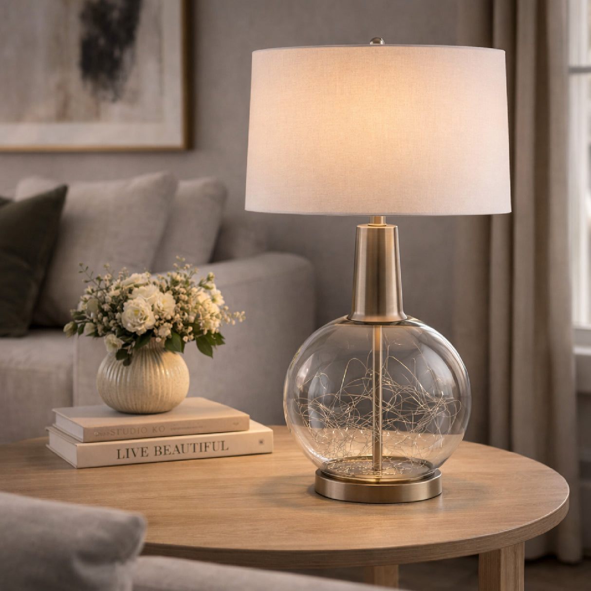 Modern European furniture - Clear Glass Base Table Lamp S - www.oroa.com | Oroa.com