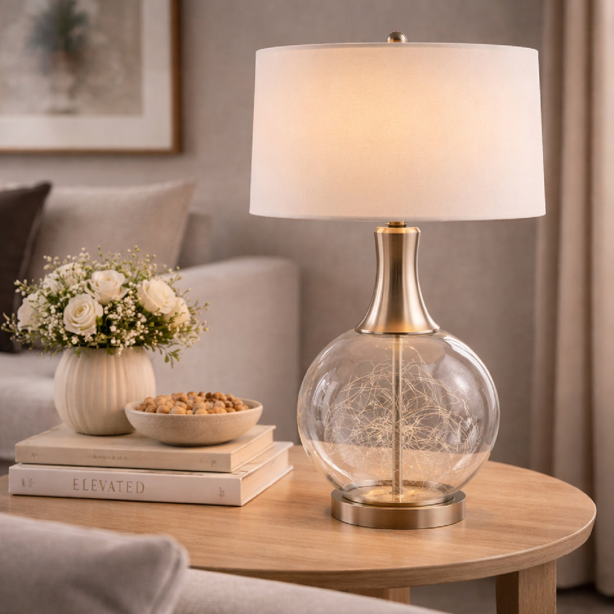 Modern European furniture - Clear Glass Base Table Lamp L - www.oroa.com | Oroa.com