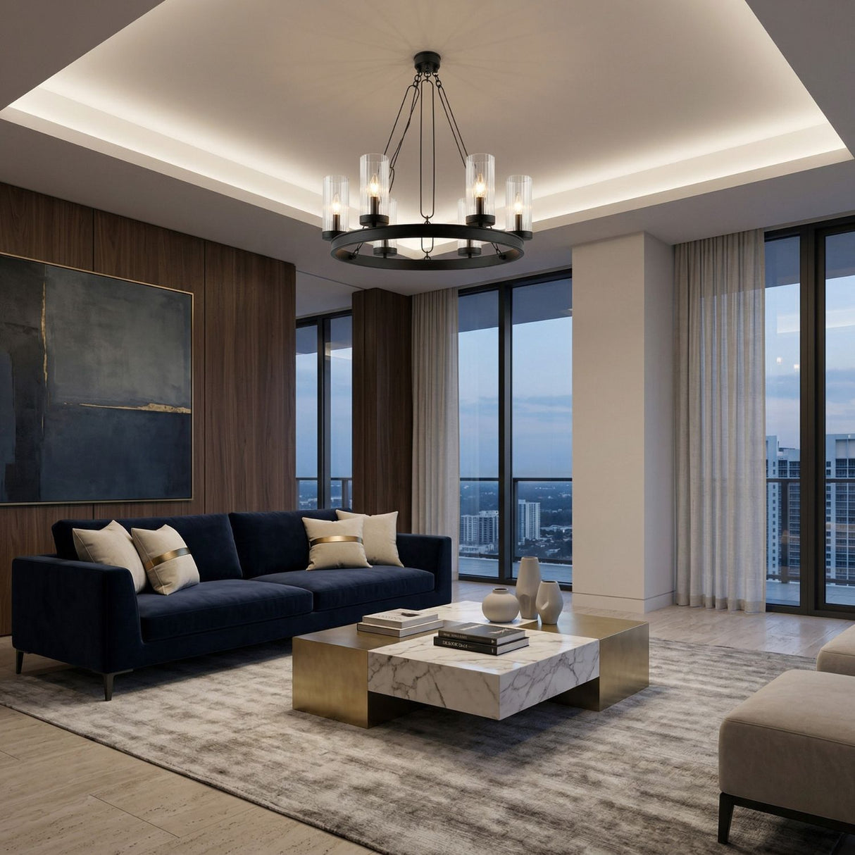 Modern European furniture - Cylindrical Glass 8-Light Chandelier S - www.oroa.com | Oroa.com