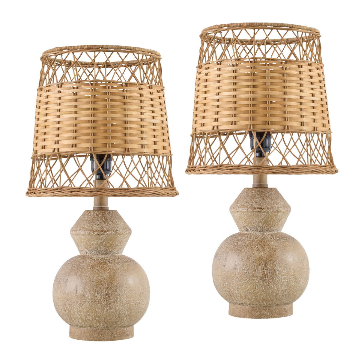 Modern European furniture - Brown Rattan Accent Table Lamps (2) - www.oroa.com | Oroa.com