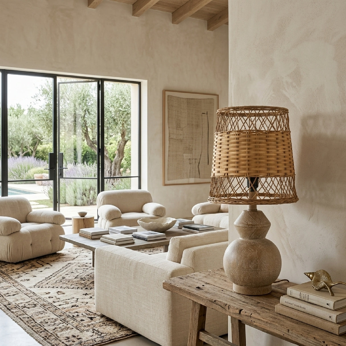 Modern European furniture - Brown Rattan Accent Table Lamps (2) - www.oroa.com | Oroa.com
