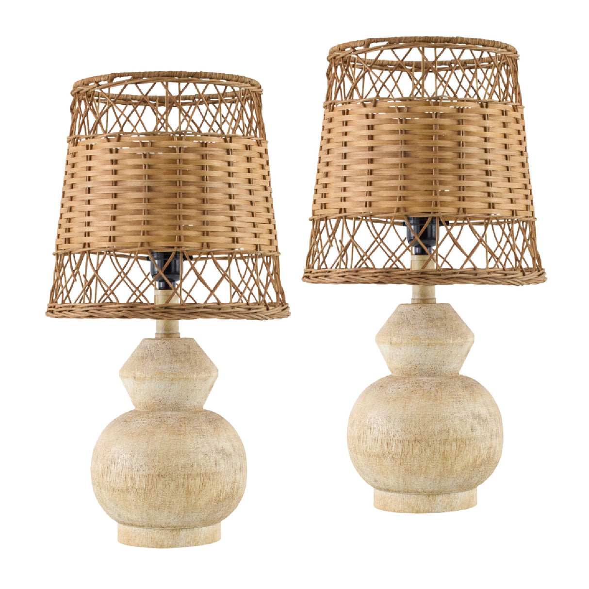 Modern European furniture - Brown Rattan Accent Table Lamps (2) - www.oroa.com | Oroa.com
