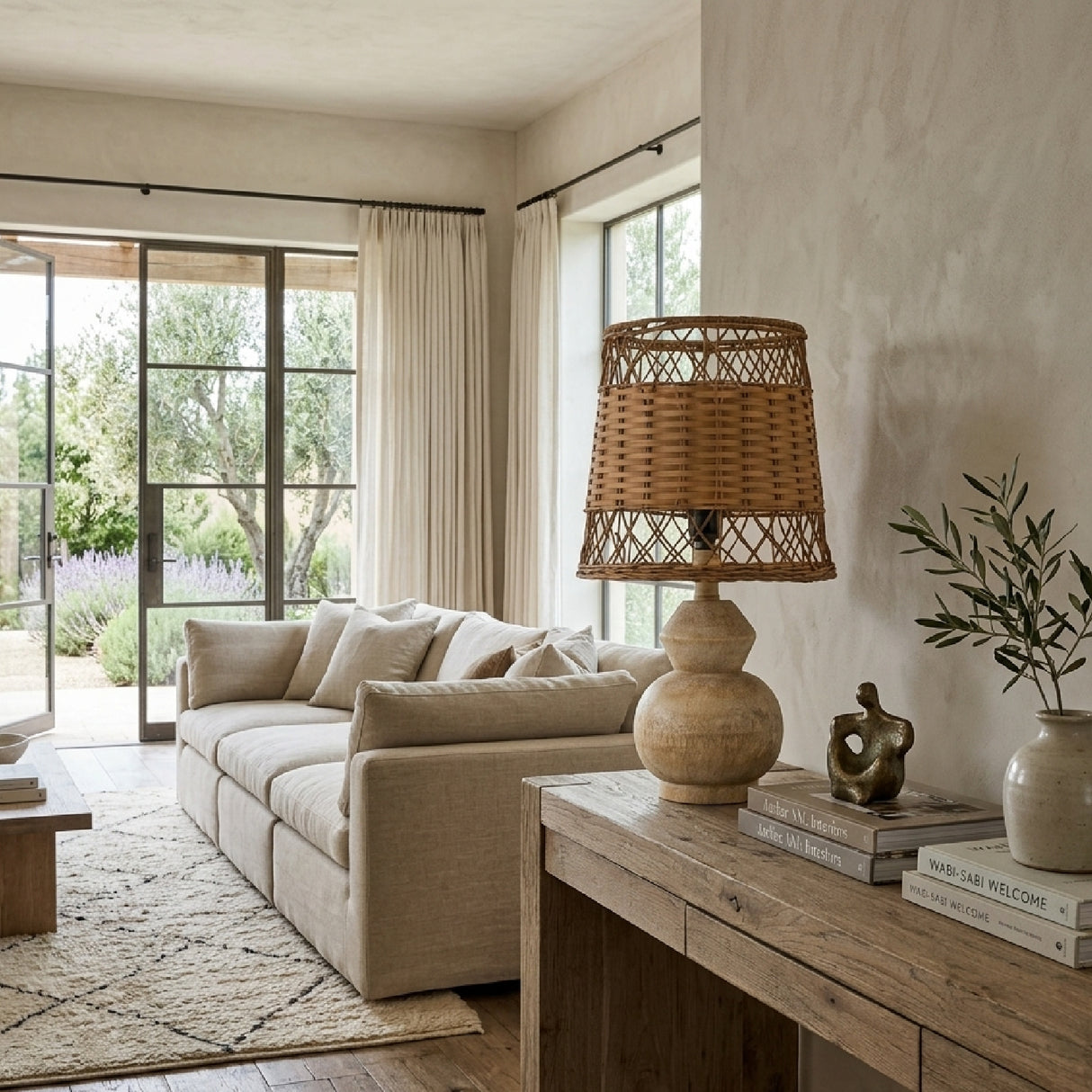 Modern European furniture - Brown Rattan Accent Table Lamps (2) - www.oroa.com | Oroa.com