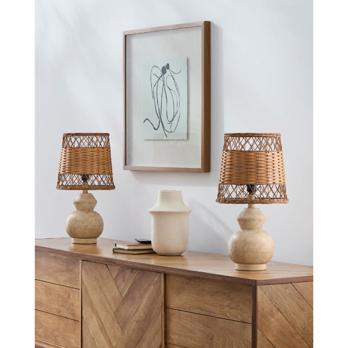 Modern European furniture - Brown Rattan Accent Table Lamps (2) - www.oroa.com | Oroa.com