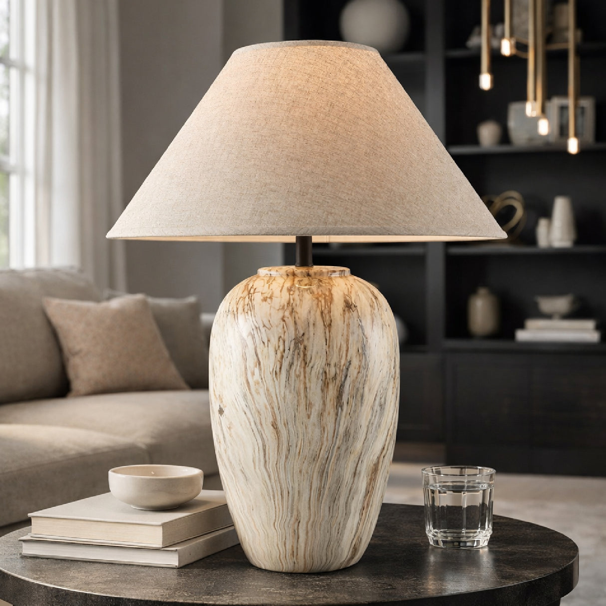 Modern European furniture - Glazed Brown Ceramic Table Lamp - www.oroa.com | Oroa.com