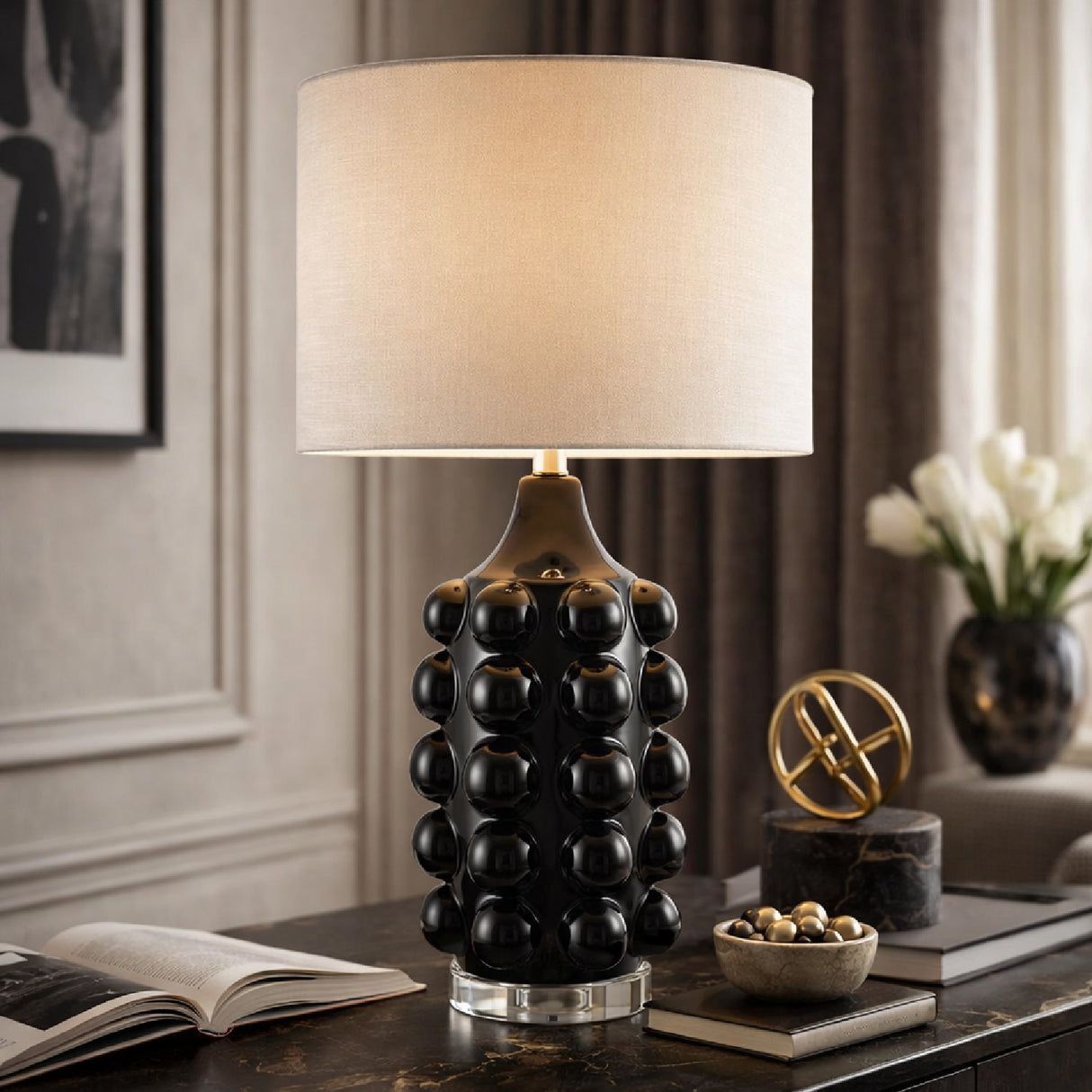 Modern European furniture - Embellished Green Ceramic Table Lamp - www.oroa.com | Oroa.com