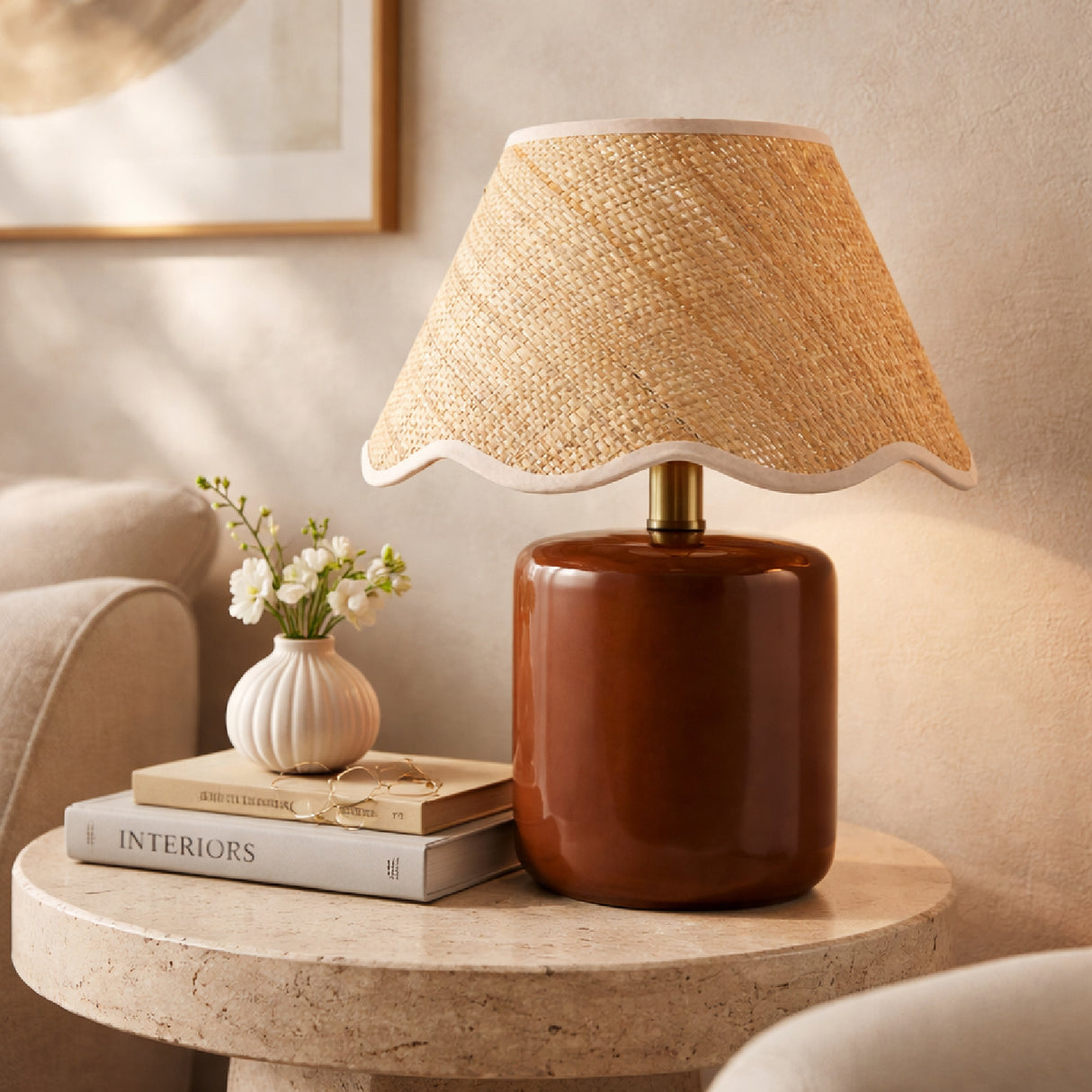 Scalloped Edge Seagrass Table Lamp | Oroa.com