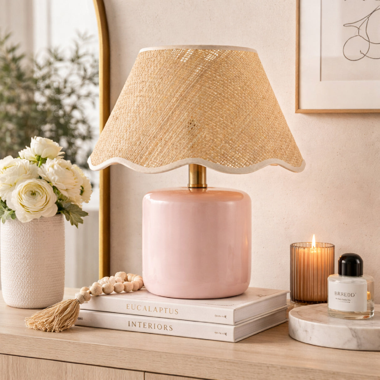 Modern European furniture - Scalloped Edge Seagrass Table Lamp - www.oroa.com | Oroa.com