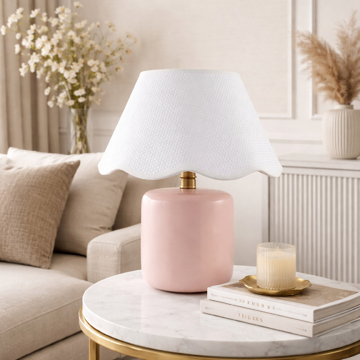 Modern European furniture - Scalloped Seagrass Ceramic Table Lamp - www.oroa.com | Oroa.com