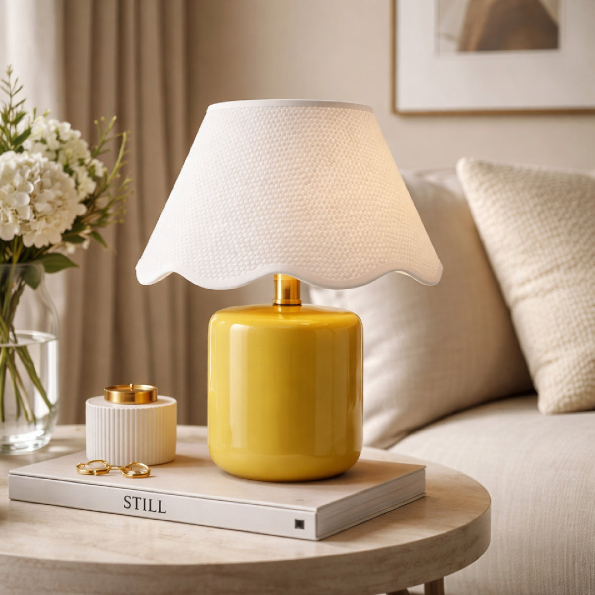 Modern European furniture - Scalloped Seagrass Ceramic Table Lamp - www.oroa.com | Oroa.com