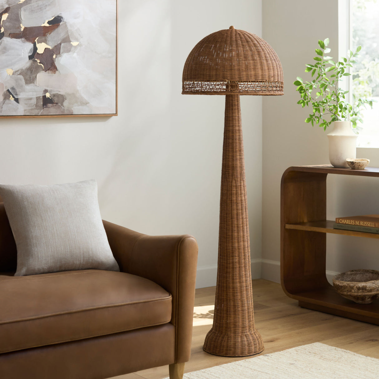 Modern European furniture - Rattan Dome Accent Floor Lamp - www.oroa.com | Oroa.com