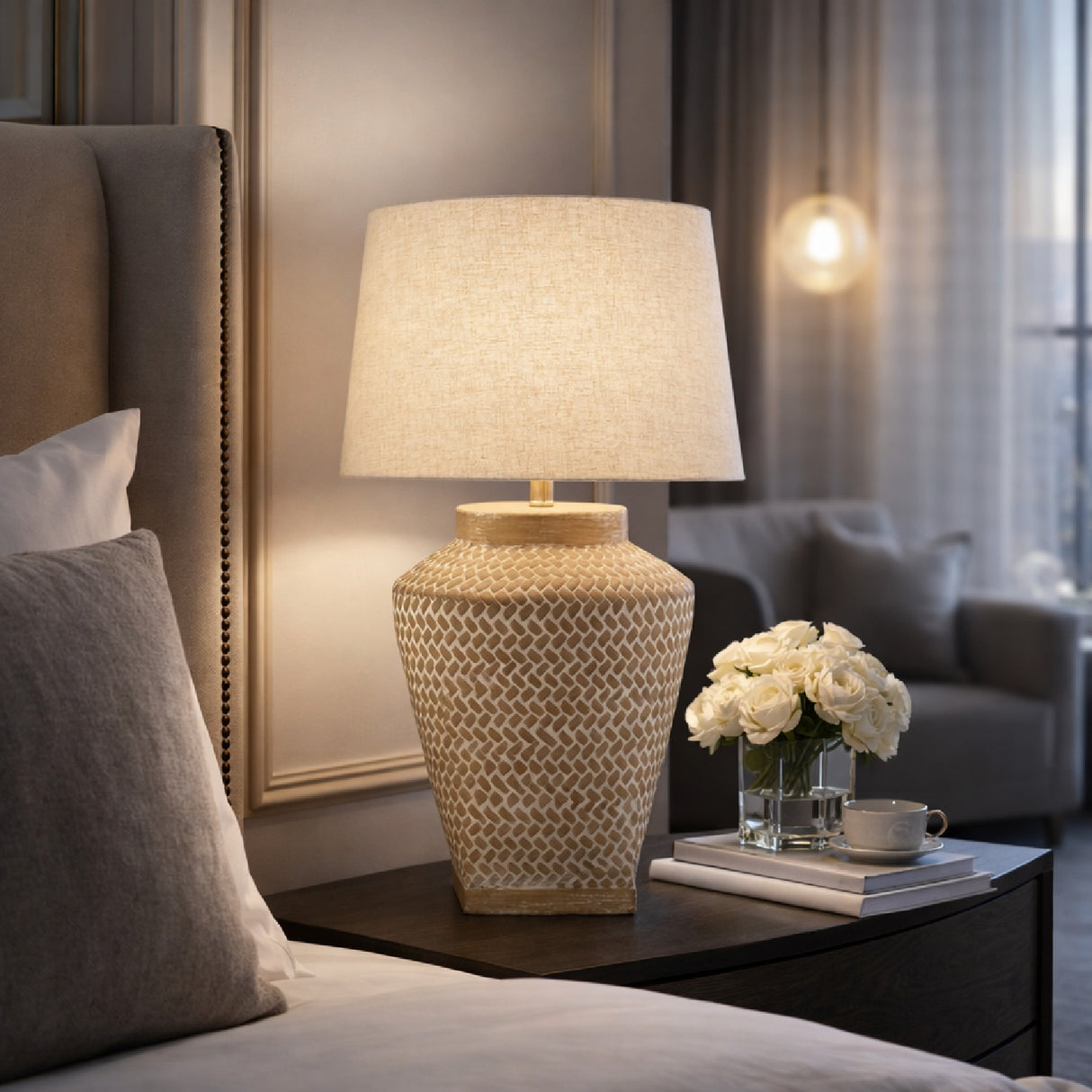 Modern European furniture - Carved Ceramic Accent Table Lamp - www.oroa.com | Oroa.com