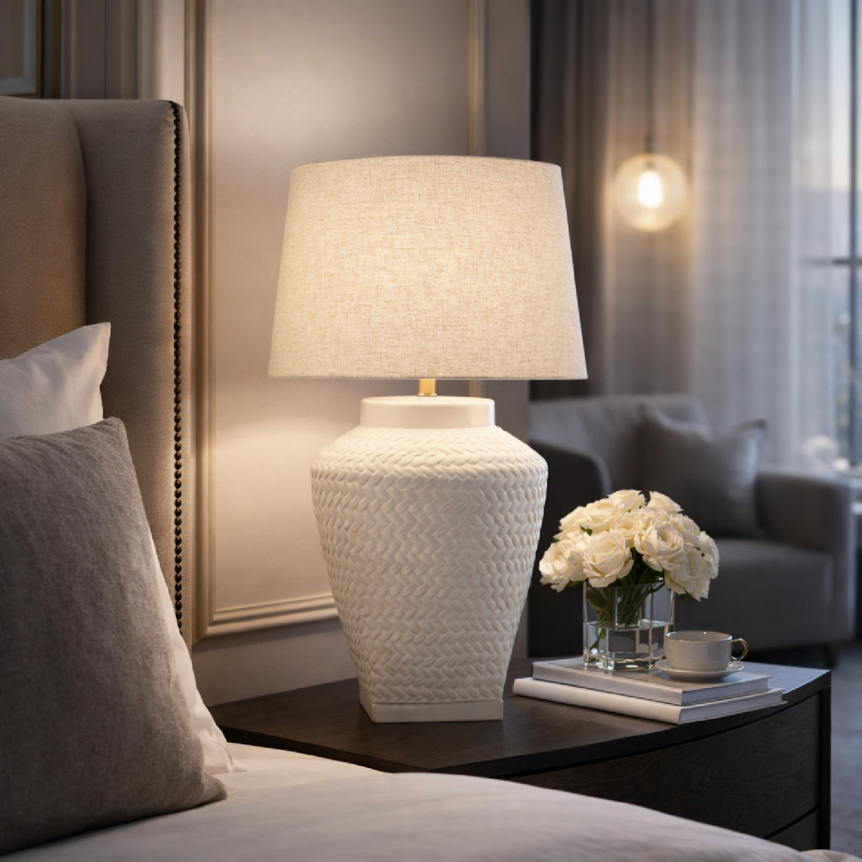 Modern European furniture - Carved Ceramic Accent Table Lamp - www.oroa.com | Oroa.com