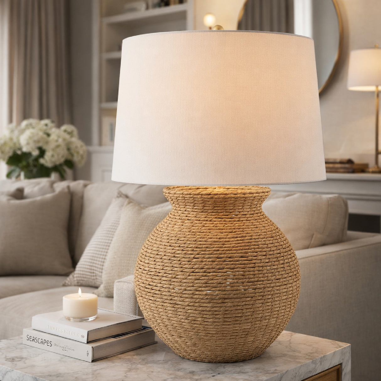 Modern European furniture - Natural Rattan Base Table Lamp - www.oroa.com | Oroa.com