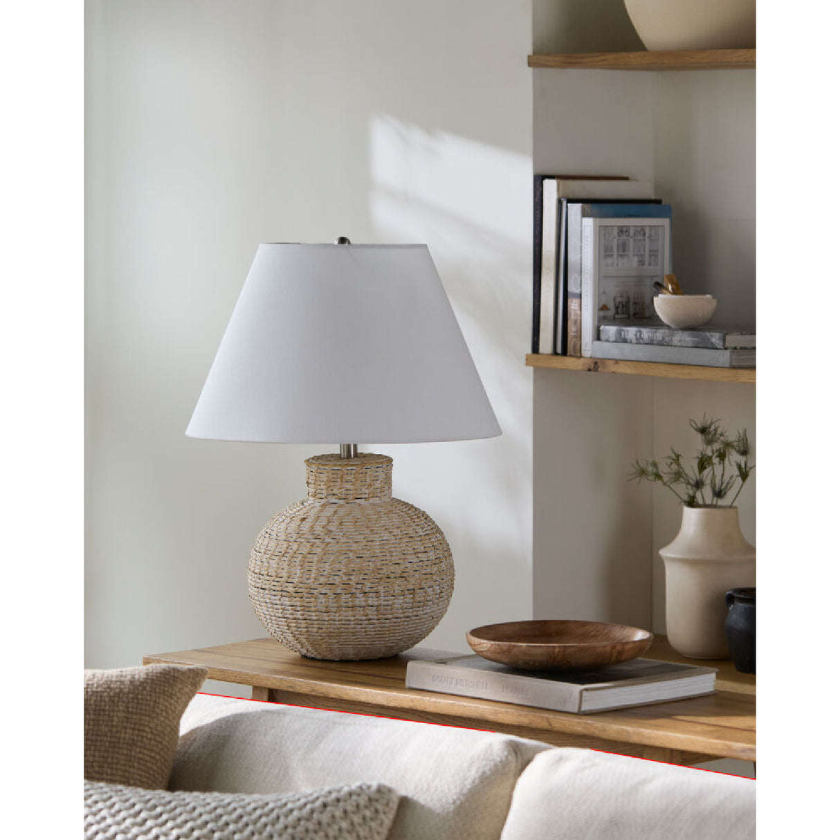 Modern European furniture - White Rattan Base Table Lamp - www.oroa.com | Oroa.com