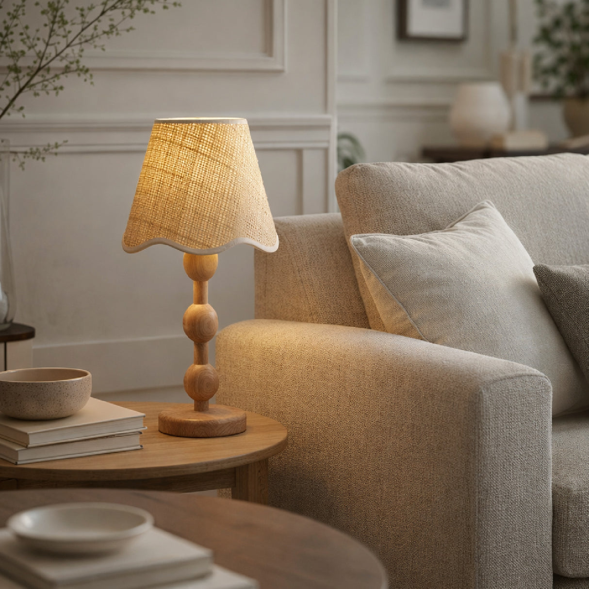 Modern European furniture - Seagrass Shade Rubberwood Table Lamp - www.oroa.com | Oroa.com