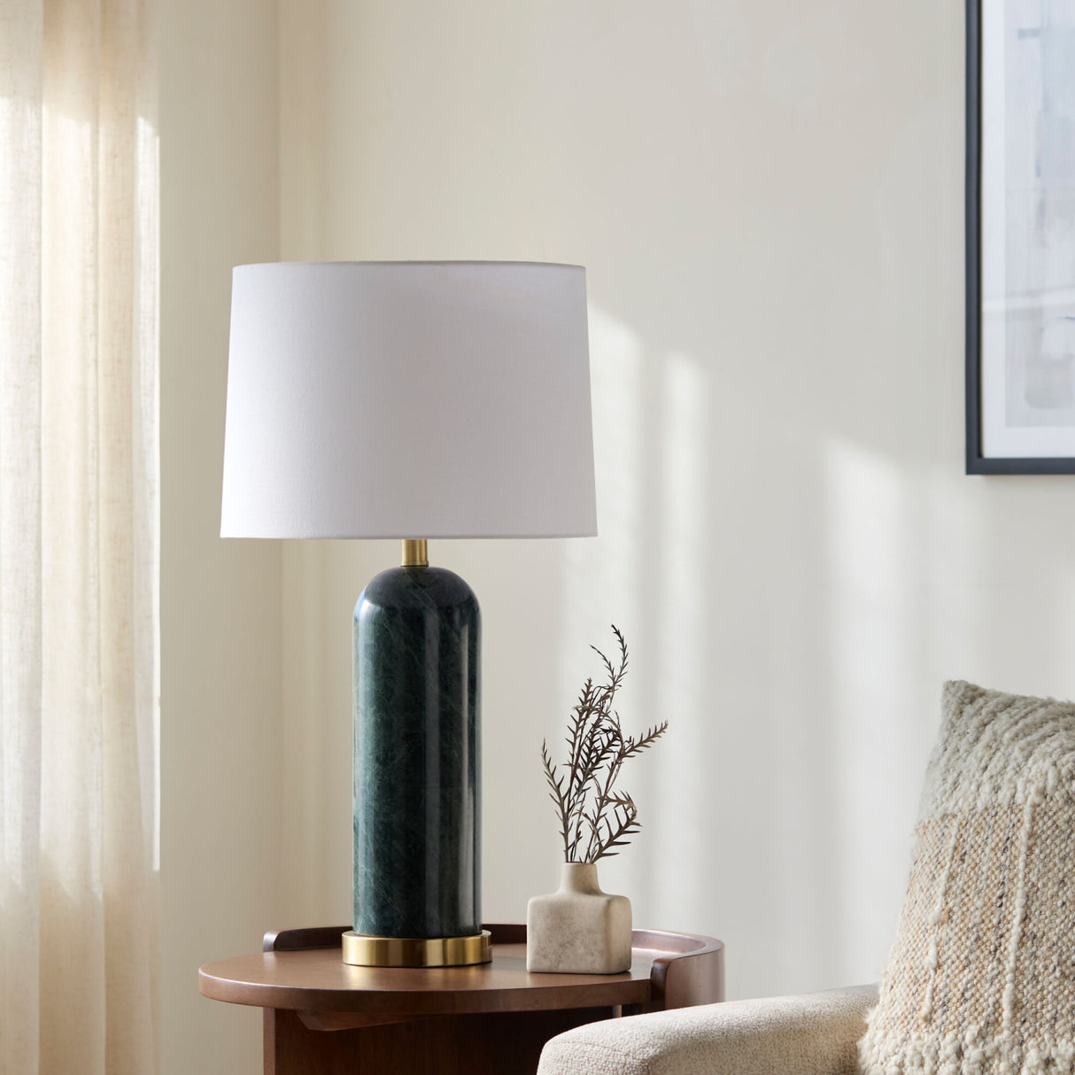 Brushed Marble Linen Table Lamp | Oroa.com