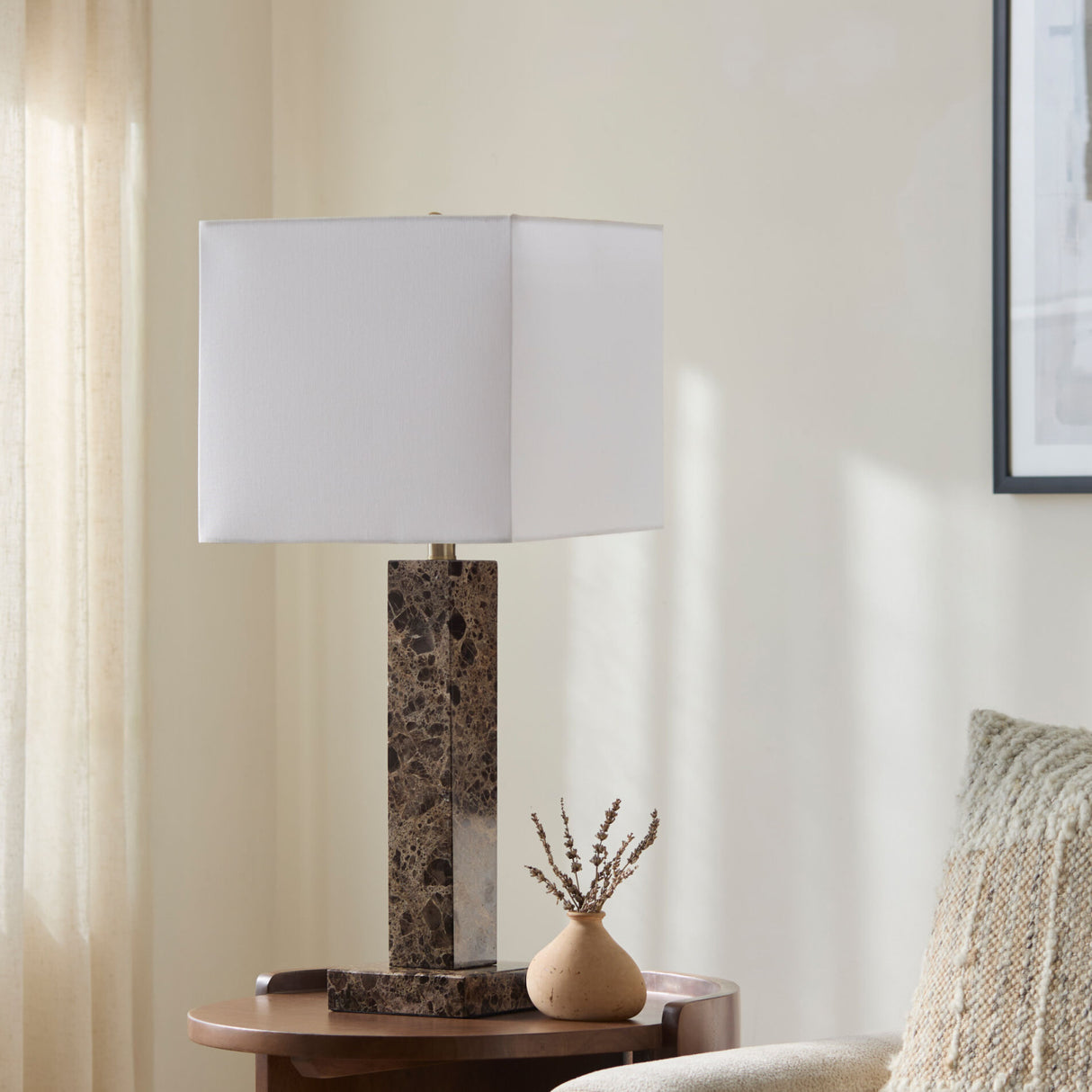Modern European furniture - Square Brush Marble Table Lamp - www.oroa.com | Oroa.com
