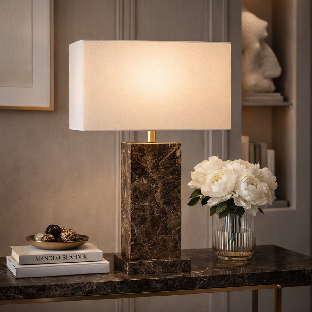 Rectangular Brushed Marble Table Lamp | Oroa.com